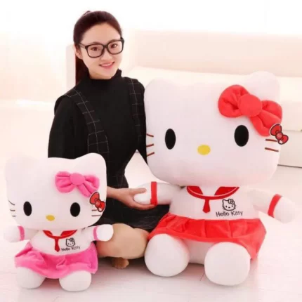 Jucarie Plus Hello Kitty cu Fundita 70 cm Rosu