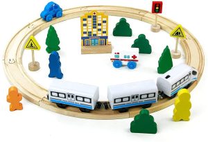 Jucarie Montessori Circuit Lemn Trenulet Masinuta