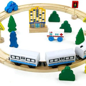 Jucarie Montessori Circuit Lemn Trenulet Masinuta