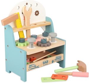 Jucarie Montessori Banc Accesorii din Lemn