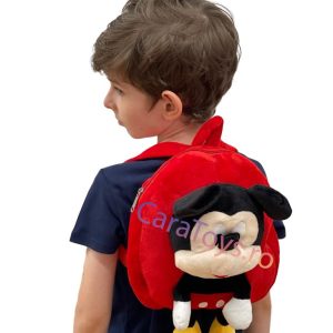 Ghiozdanel Rosu pentru Copii cu Mickey Mouse din Plus