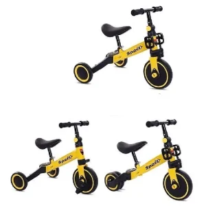 Bicicleta Evolutiva Galbena si Tricicleta cu Pedale