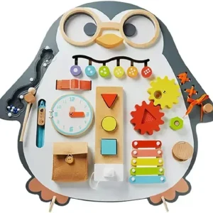 Pinguin Busy Board Montessori cu Activitati Senzoriale