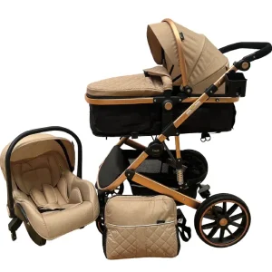Carucior Bej 3 in 1 Pliabil si Transformabil