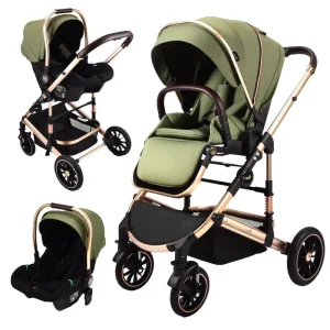 Carucior Luxury Olive Transformabil Pliabil 3 in 1