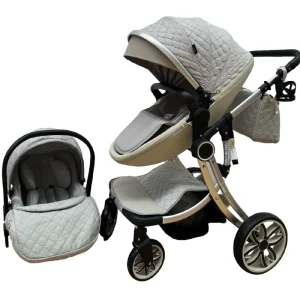 Carucior Luxury Reversibil Pliabil cu Landou Gri