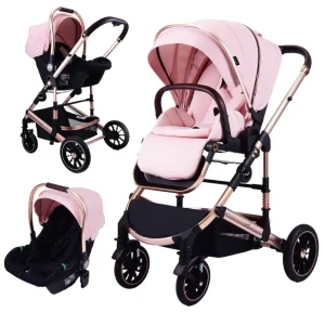 Carucior Luxury Roz Transformabil Pliabil 3 in 1