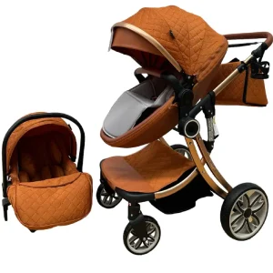 Carucior Reversibil Pliabil Luxury cu Landou Orange