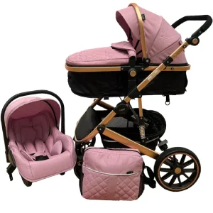 Carucior Roz 3 in 1 Pliabil si Transformabil