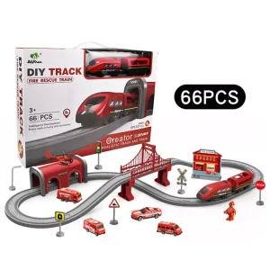 Circuit Electric Tren Fire Police cu Accesorii 66piese