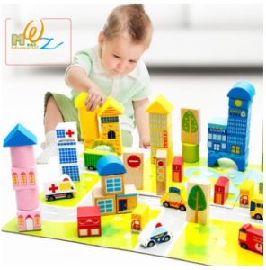 Joc Constructie Lemn Transport Municipal 62 piese