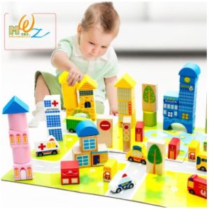 Joc Constructie Lemn Transport Municipal 62 piese