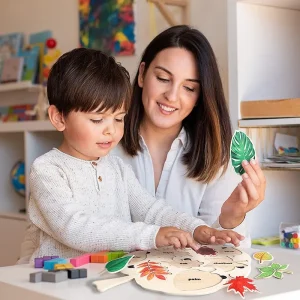 Joc Educativ Montessori Puzzle Copacul cu Frunze