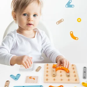 Joc Educativ din Lemn Multifunctional Geoboard Forme
