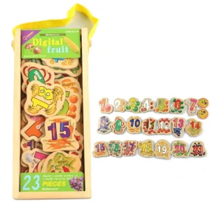 Joc Magnetic cu Fructe Legume si Numere din Lemn