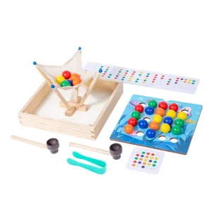 Joc Montessori Motricitate Fina cu Bile Lemn