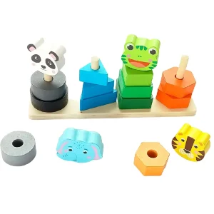 Joc Montessori Turn Stivuire 4 Coloane cu Animale