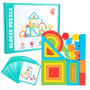 Joc de Constructie Stivuire Puzzle Tangram Curcubeu