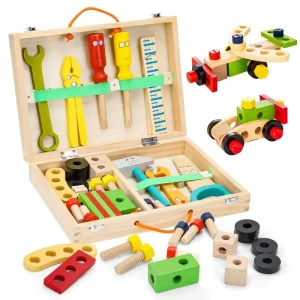 Jucarie Lemn Montessori DIY Trusa Scule 34Piese