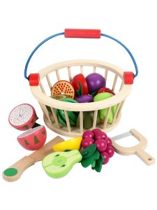 Jucarie Montessori din Lemn Cos cu Fructe Feliate