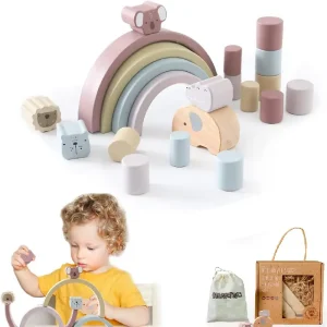Jucarie Montessori din Lemn Stivuire si Echilibru