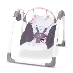 Leagan Electric Portabil Deluxe Roz pentru Bebelusi