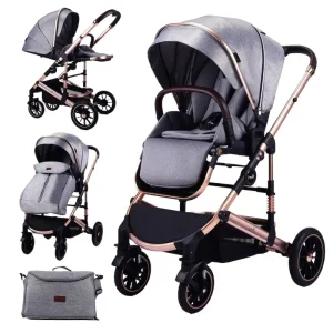 Carucior Gri Luxury Reversibil Pliabil 3 in 1