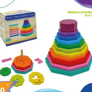 Joc Montessori Piramida Curcubeu din Lemn