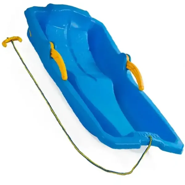 Sanie Plastic Bleu cu Frane si Snur pentru Copii