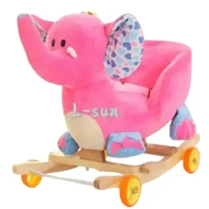 Elefant Roz Balansoar Muzical cu Spatar si Roti