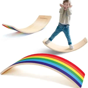 Placa Montessori de Echilibru Balance Board Curcubeu