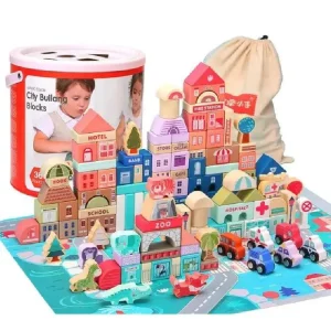 Set Constructie Oras Interactiv cu Cladiri si Vehicule 135Piese