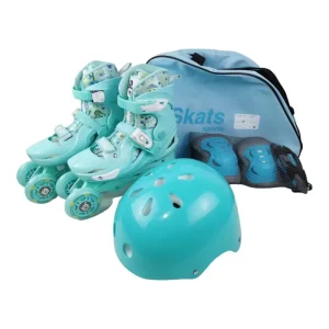 Set Patine cu Role Turcoaz Reglabile 33-36 pentru Baieti