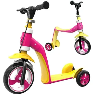Trotineta Convertibila 2in1 Ride-On Roz pentru Copii