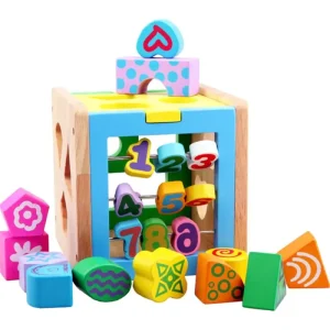 Cub Educativ Sortator Forme Jucarie din Lemn