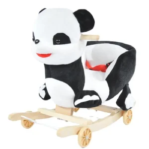 Panda Balansoar Muzical Tip Sanie cu Spatar si Roti