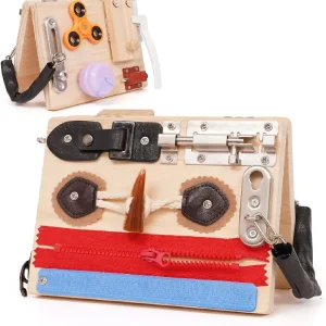 Placa Pliabila Montessori Busy Board cu Activitati Senzoriale
