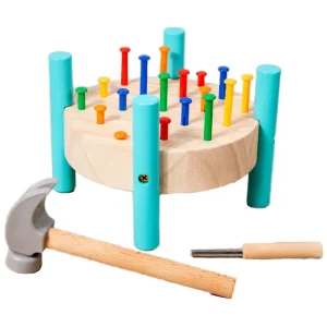 Jucarie Montessori Banc Lucru cu Ciocanel si Cuie