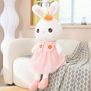 Iepuras de Plus Moale cu Rochita Roz 110cm