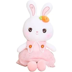 Iepuras de Plus Moale cu Rochita Roz 40cm