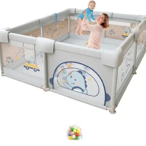 Tarc Joacă 120x120 cu 60 Bile si Covor pentru Bebe