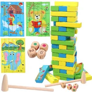 Turnul Instabil Cuburi Jenga Puzzle Lemn