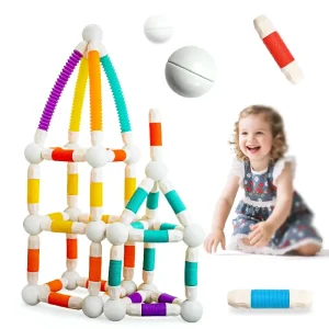 Joc STEM Constructii Magnetice 3D Flexibile 66 Piese