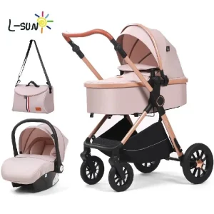 Carucior Pliabil Reversibil cu Scoica si Landou Roz