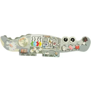 Placa Montessori Busy Board Crocodil din Lemn