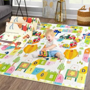 Covor de Joacă Reversibil din Spumă XPE Alfabet si Girafe