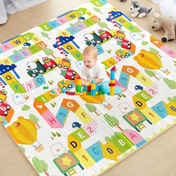 Covor de Joacă Reversibil din Spumă XPE Alfabet si Girafe