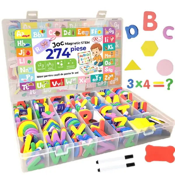 Set Magnetic STEM Plansa cu Litere si Cifre 274 Piese