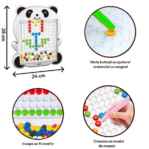 Tabla Magnetica Panda cu Joc Mozaic 20 Modele