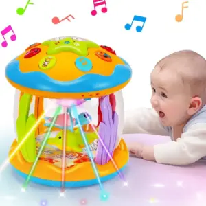 Jucarie Interactiva Bebe cu Proiector Rotativ si Lumini